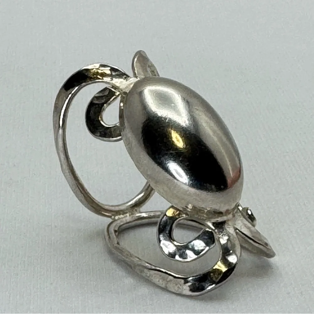 Vintage Mexico Silver Overlay Statement Bold Chunky Boho Ring Size 6.75